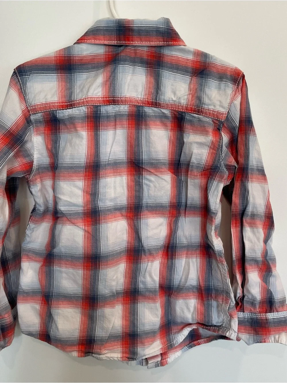 Carter's Boys 4T Plaid Long Sleeve Collared Button-Up 100% Cotton Shirt Red Blue
